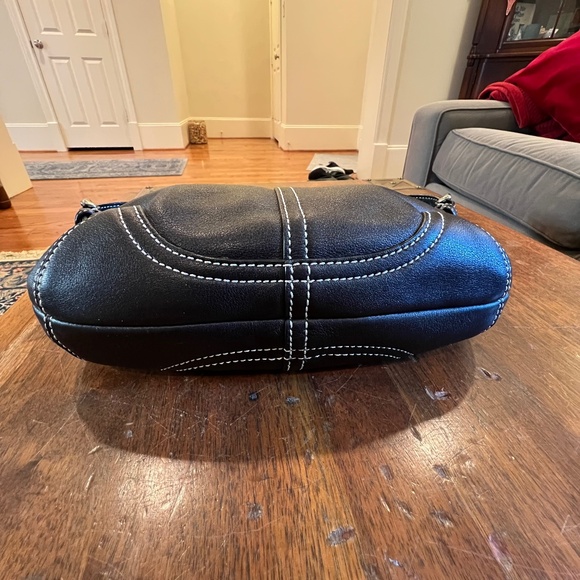 Coach Purse - Black with white stitching - Picture 2 of 11